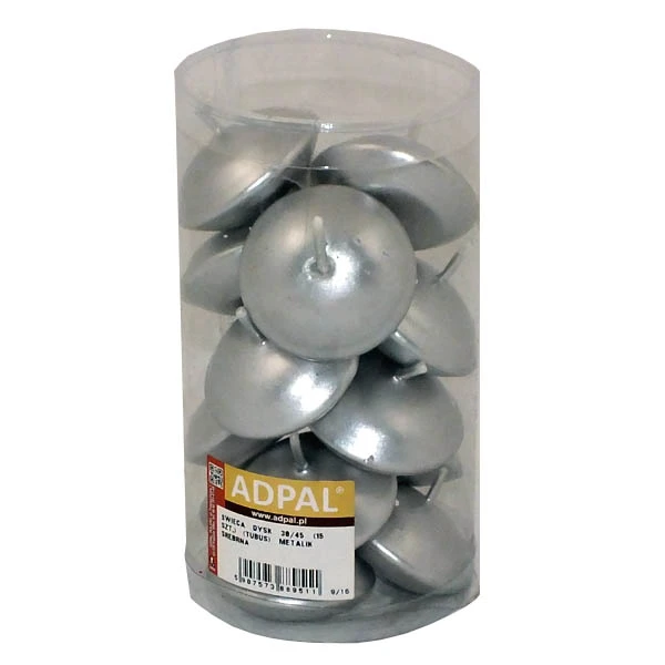 ADPAL-ŚWIECA DYSK 30/45 15SZT TUBUS METALK SREBRNA