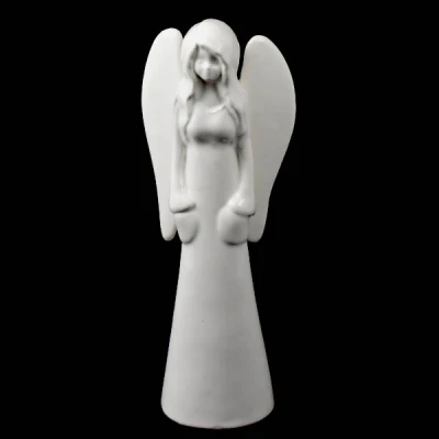 CER-ANIOŁ ŚREDNI Z KIESZENIAMI *SZKLIWO BIAŁE* C-497SZB