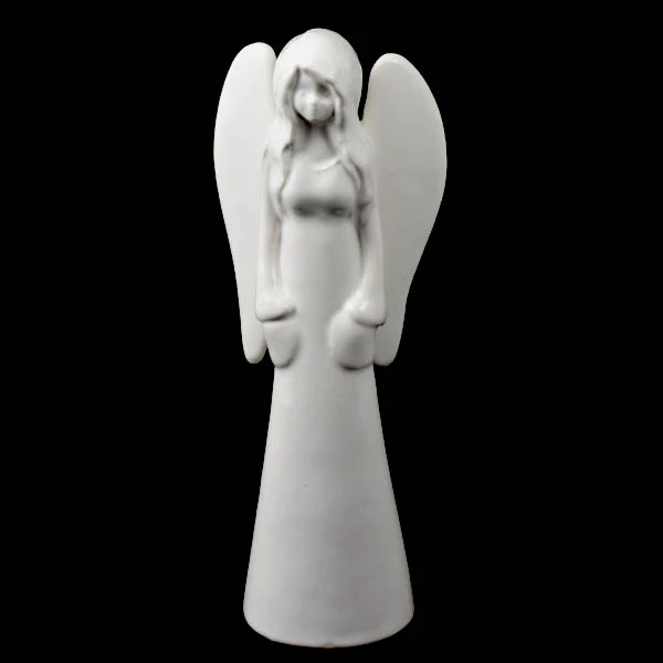 CER-ANIOŁ ŚREDNI Z KIESZENIAMI *SZKLIWO BIAŁE* C-497SZB