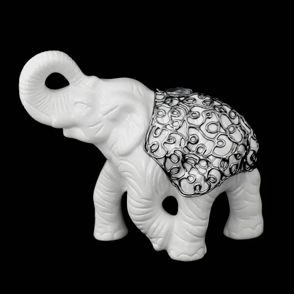 CERKAM-SŁOŃ BIEGNĄCY DUŻY *DECOR SREBRO* C-148DS