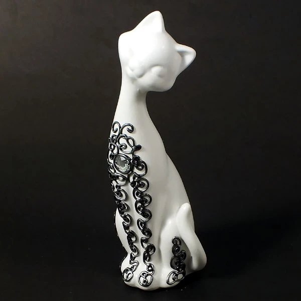 CER-KOT SMUKŁY DUŻY *DEKOR SREBRO* C-032DS