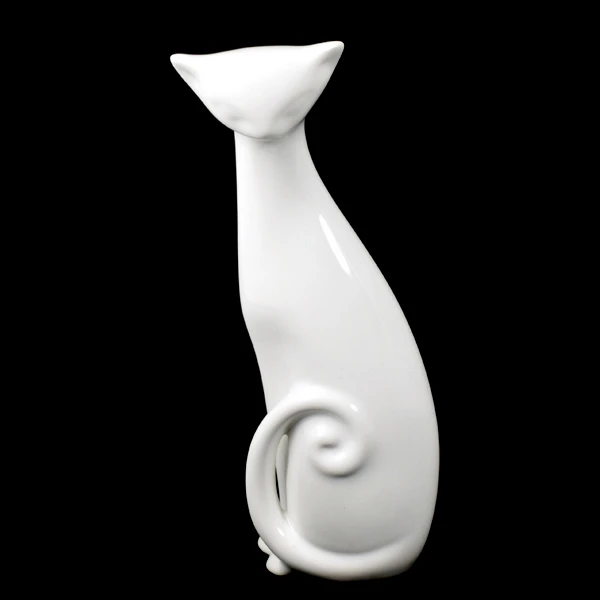 CER-KOT Z OGONKIEM MAŁY *SZKLIWO BIAŁE* C-396SZB