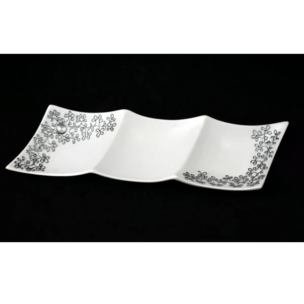 CER-PODSTAWKA ROŻEK POTRÓJNY *DECOR SREBRO* C-659DS