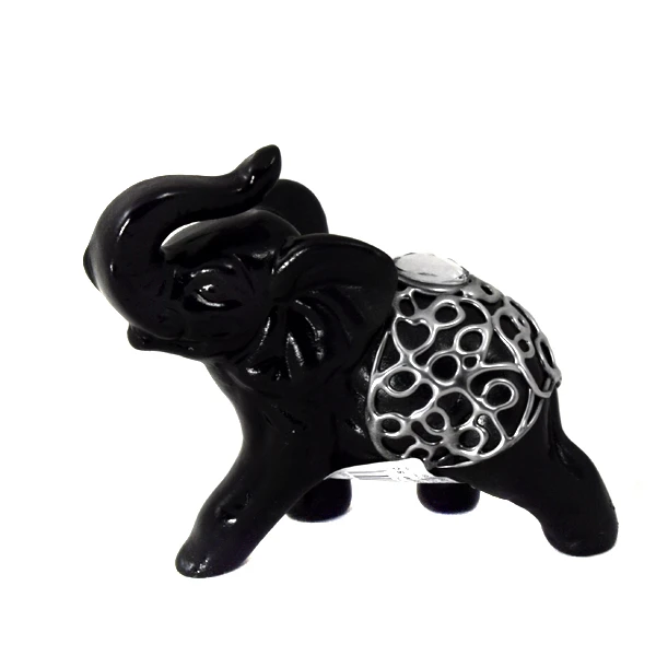 CER-SŁOŃ BIEGNĄCY MAŁY *DEKOR SREBRO-CZARNY* C149SC