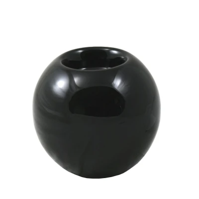 CER-ŚWIECZNIK KULA MAŁA * DEKOR SZKLIWO CZARNE* C-171SZK