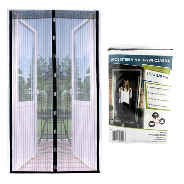 FEN-MOSKITIERA NA DRZWI PASKI CZARNA 100X220