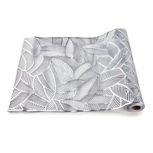 FOL-BIEŻNIK/MATA STOŁOWA DEKORACYJNA  GLAMOUR/LEAVERS PROSTOKĄT 180X35CM 9000