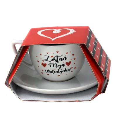 BG-FILIŻANKA Z SPODKIEM *ZOSTAŃ MOJĄ WALENTYNKĄ*