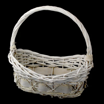 DM-KOSZ WIKLINOWY OWAL Z UCHEM BIAŁY M