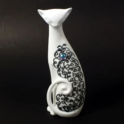 CER-KOT Z OGONKIEM MAŁY *DECOR SREBRO* C-396DS