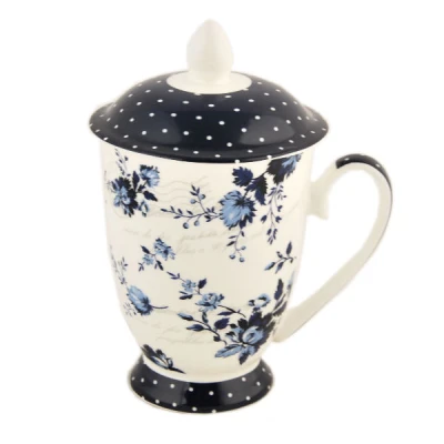 MONDEX-KUBEK Z ZAPARZACZEM *NIEBIESKIE KWIATY*300ML