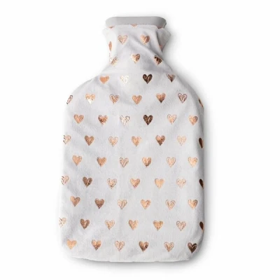 TAD-TERMOFOR+POKROWIEC PLUSZ ZŁOTE SERDUSZKA SZARY 1,5L 33X18,5CM