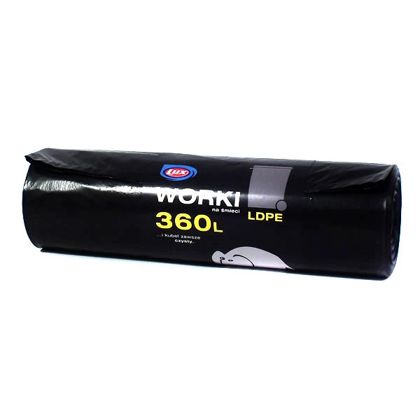 LUX-WORKI NA SMIECI 360L LDPE Z TAŚMĄ A'10 CZARNE