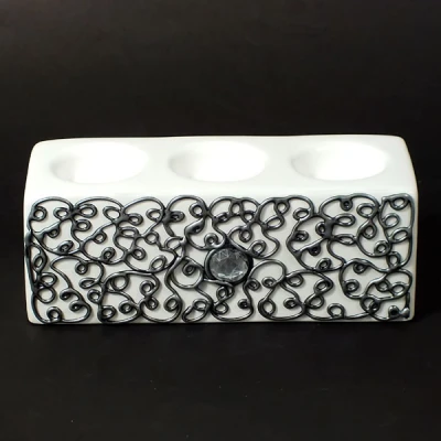 CERKAM-ŚWIECZNIK KOSTKA NISKA III *DECOR SREBRO* C-292DS