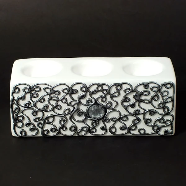 CERKAM-ŚWIECZNIK KOSTKA NISKA III *DECOR SREBRO* C-292DS