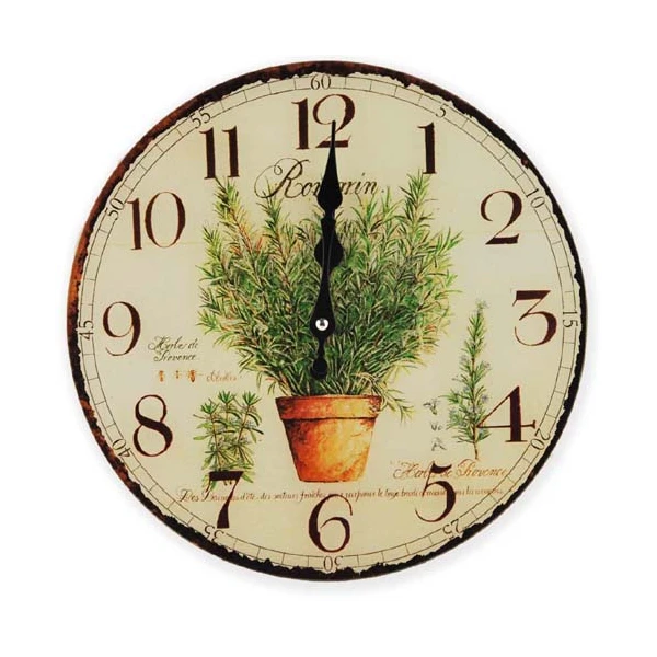 MONDEX-ZEGAR SZKLANY OKRĄGŁY *ZIOŁA* 12SV307