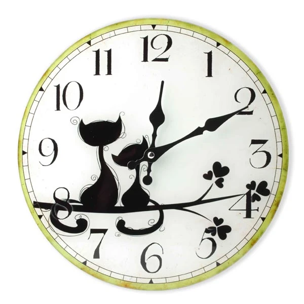 MON-ZEGAR SZKLANY OKRĄGŁY *KOTY CZARNE* 5422