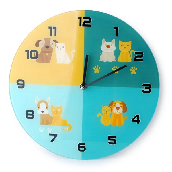 MON-ZEGAR SZKLANY OKRĄGŁY *PIES I KOT* 3973