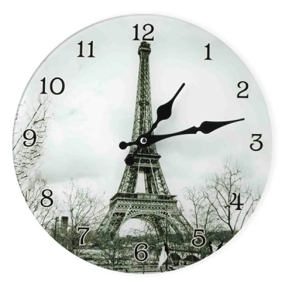 MON-ZEGAR SZKLANY OKRĄGŁY *WIEŻA EIFLA* 5323