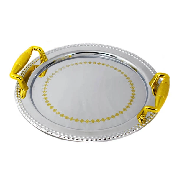 SZ-TACA NIERDZEWNA DEKOROWANA FI29CM Z UCHWYTAMI S180004C