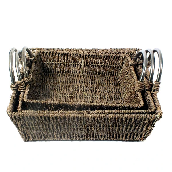 TRU-KPL. 3 KOSZY Z TRAWY *KWADRAT* METAL UCHWYTY 20-2592