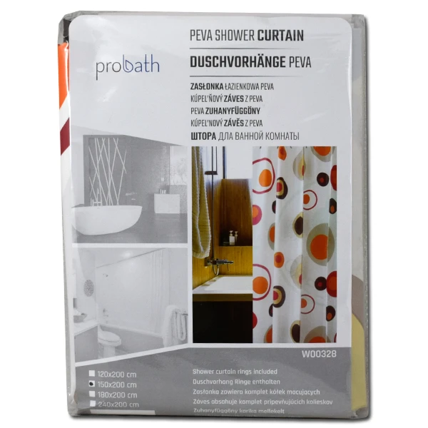 ZASŁONA ŁAZIENKOWA PEVA 150/200 W00328 KÓŁKA CZERWONE