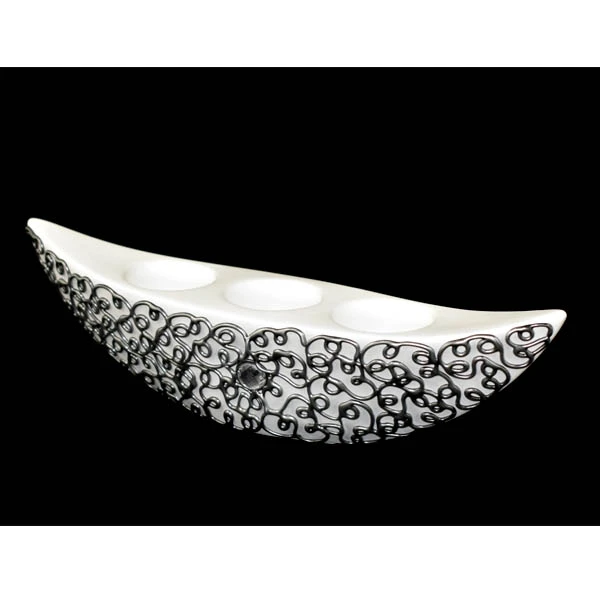 CERKAM-ŚWIECZNIK III ŁÓDKA *DECOR SREBRO* C-379DS