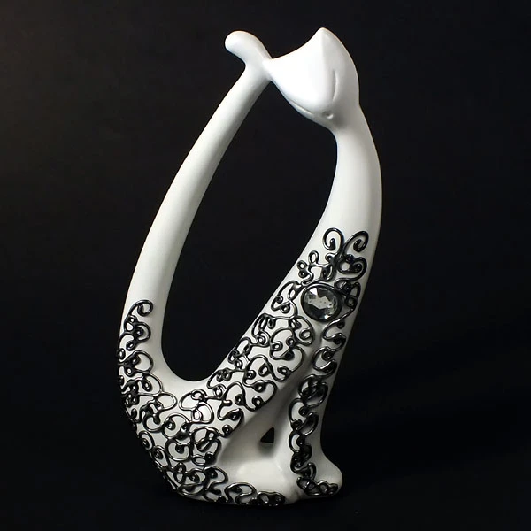 CER-KOT MODERN-DŁUGI OGON *DEKOR SREBRO* C-339DS