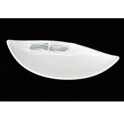 CER-PODSTAWKA ŁÓDKA MAŁA *DEKOR WITRAŻ BIALY* C-219W