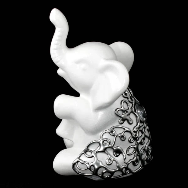 CER-SŁOŃ SIEDZĄCY OKRAKIEM DUŻY *DECOR SREBRO* C-698DS