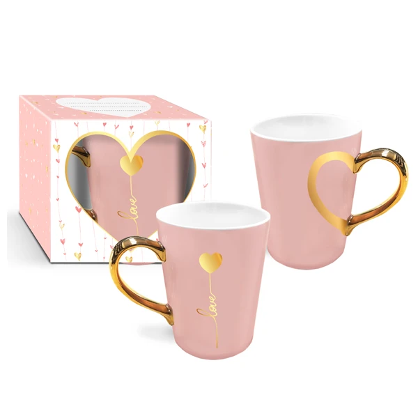 CF-KUBEK RÓŻOWY 370ML WALENTYNKI *LOVE BALONIKI*