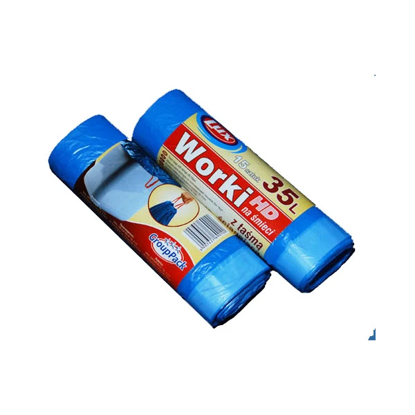 LUX-WORKI NA SMIECI 35L/15SZT  HDPE Z TAŚMĄ NIEBIESKIE