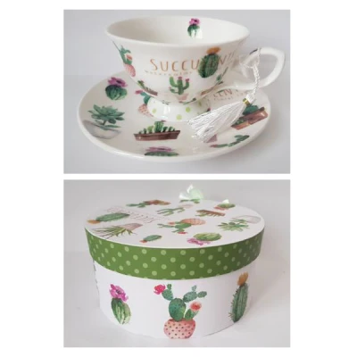 MMG-FILIŻANKA+SPODEK 200ML 37058 KAKTUSY