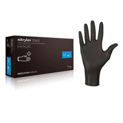 AT-RĘKAWICZKI NITRYLOWE *S* CZARNE /100/