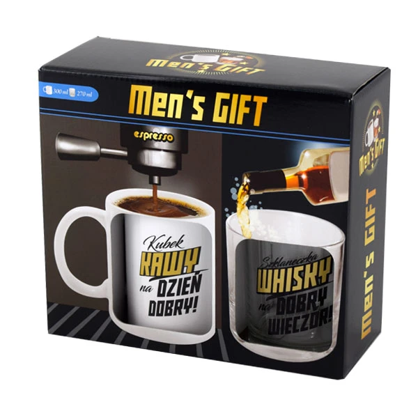 BG-ZESTAW KUBEK 300ML+SZKLANKA DO WHISKY 270ML