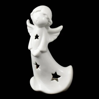 CER-ANIOŁ CYPISEK Z GWIAZDKAMI *SZKLIWO BIAŁE* C-480SZB