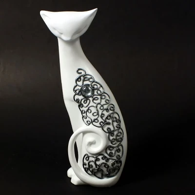 CER-KOT Z OGONKIEM DUŻY *DECOR SREBRO* C-395DS