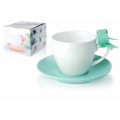 MON- KPL. 2-FILIŻANEK ZE SPODKIEM  210ML 0842 ZIELONY