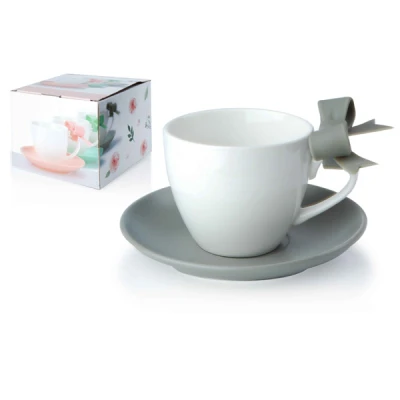 MON- KPL. 2-FILIŻANEK ZE SPODKIEM  210ML 0859 SZARY