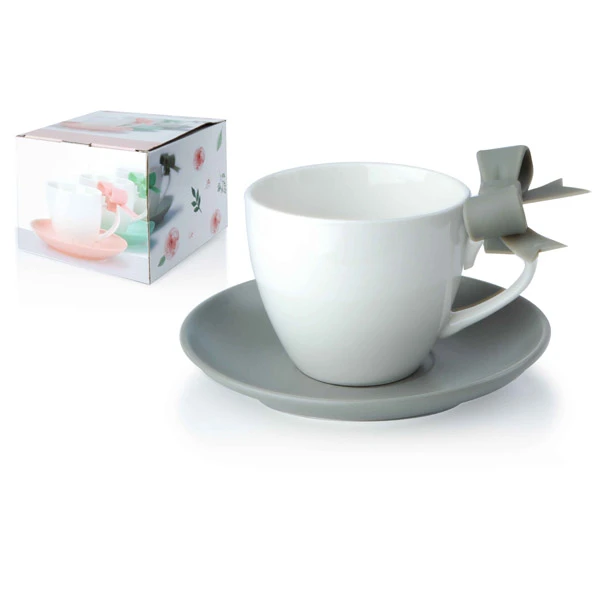 MON- KPL. 2-FILIŻANEK ZE SPODKIEM  210ML 0859 SZARY