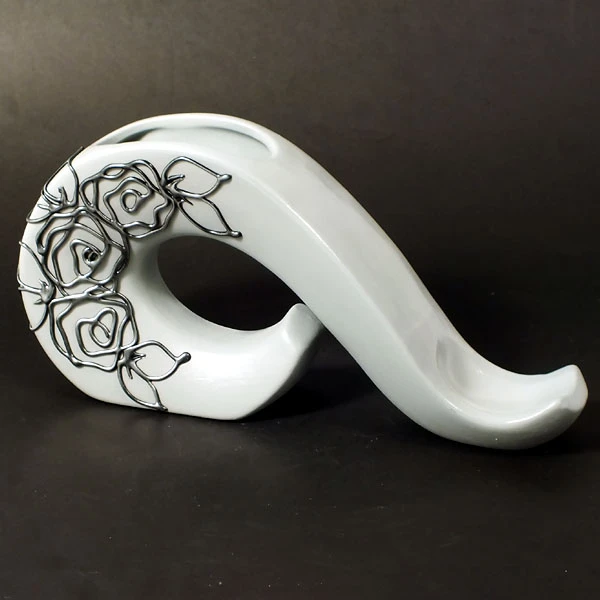 CERKAM-ŚWIECZNIK/STROIK NUTA *DECOR SZARY RÓŻA* C-182DSZ