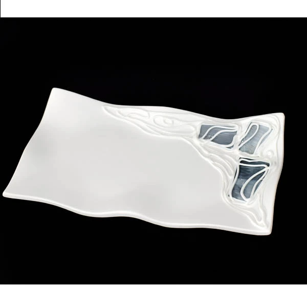 CER-PODSTAWKA FALOWANA PROSTOKĄT *DEKOR WITRAŻ BIAŁY* C-635W