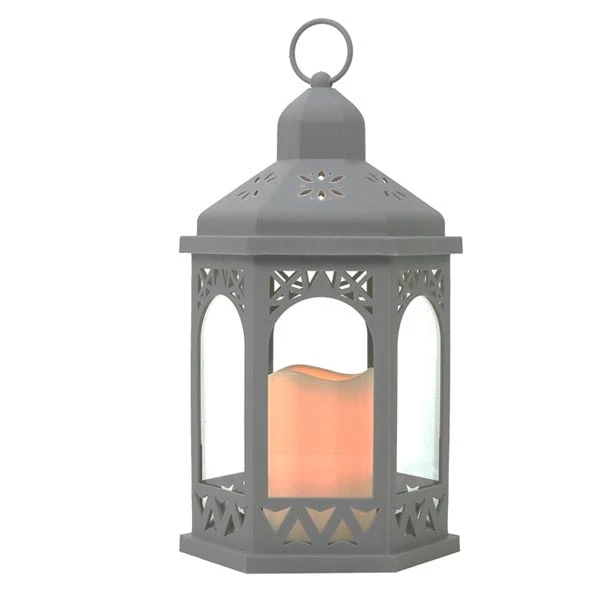 TOM-LATARNIA LED 18*18*30CM LRN04S  SZARA