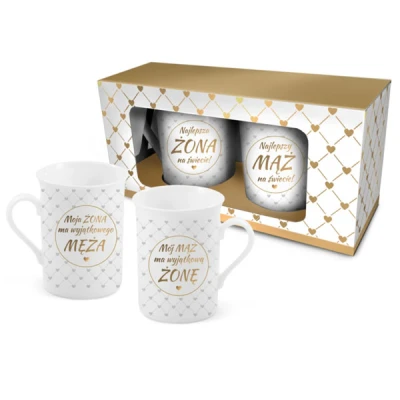 BG-ZESTAW 2 KUBKÓW 290ML *NAJLEPSZY MĄŻ I ŻONA*