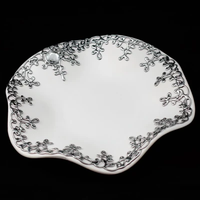 CER-PODSTAWKA FALOWANA OKRĄGŁA *DECOR SREBRO* C-638DS