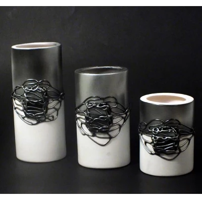 CER-ŚWIECZNIK TUBA DUŻA *DECOR 1/2 SREBRO* C-506-1/2S