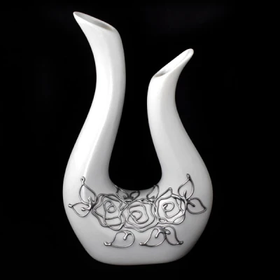 CER-WAZON HARFA MAŁA *DECOR SZARY RÓŻA* C-202DSZ