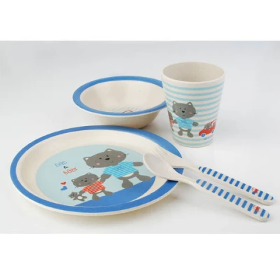 MON-ZESTAW NACZYŃ BAMBUSOWYCH 5-EL KOT DLA DZIECI 2363