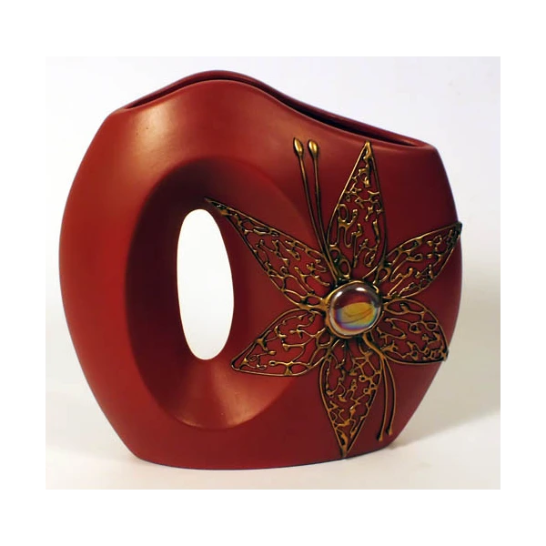 CERKAM-WAZON MAŁY PŁASKI Z OTWOREM* C-366D KOLOR