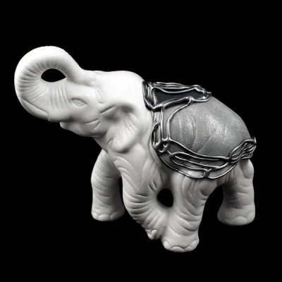 CER-SLOŃ BIEGNĄCY DUŻY *DECOR WITRAŻ 1/2 BROKAT BIAŁY* C-148-1/2W